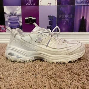 Sketchers, white, tennis shoes